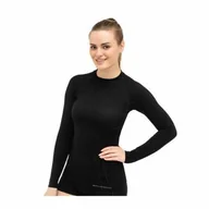 Koszulki sportowe damskie - Koszulka damska Brubeck z Wełną Merino Active Wool Czarny - miniaturka - grafika 1
