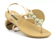 Sandały damskie - Eleganckie sandały damskie z błyszczącymi kulkami - Ipanema 26751, beżowe - miniaturka - grafika 1
