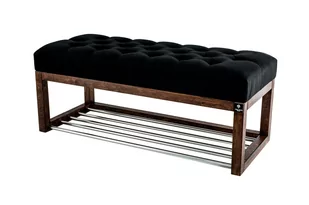 Ławka na buty 120cm EMRAWOOD drewno lite kolor orzech siedzisko pikowane kolor czarny - Ławki do przedpokoju Ławka na buty 120cm EMRAWOOD drewno lite kolor orzech siedzisko pikowane kolor czarny - Ławki do przedpokoju - miniaturka - grafika 1