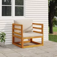 Komplety wypoczynkowe - vidaXL Krzesło ogrodowe z jasnoszarymi poduszkami lite drewno akacjowe - miniaturka - grafika 1