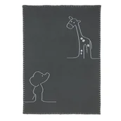 Koce i narzuty dla dzieci - Kocyk dziecięcy 75x100 Axel&Luna szary dwustronny dzianinowy Nattou - miniaturka - grafika 1