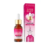 Serum do twarzy - EVELINE SUPER DUET LIFTINGUJĄCE SERUM DO TWARZY 5% PEPTYDY DO SKÓRY SUCHEJ I DOJRZAŁEJ 18ML - miniaturka - grafika 1