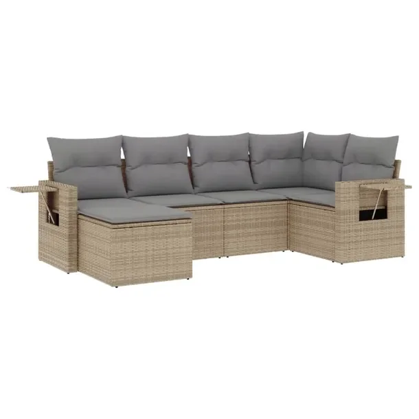 Zestaw wypoczynkowy ogrodowy beżowy z rattanem PE, modułowy, 55x62x69 cm