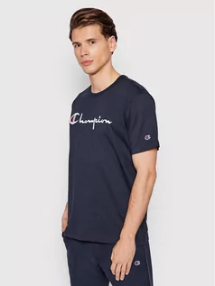 Koszulki męskie - Champion T-Shirt Big Script Logo 216547 Granatowy Comfort Fit - grafika 1