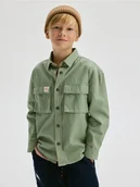 Bluzki dla chłopców - Reserved - Bawełniana koszula z kieszeniami - morski - miniaturka - grafika 1