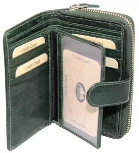 Portfel Damski Skóra Naturalna El Forrest Średni Z Suwakiem Piórnik 821 18 RFID ZIELONY 13,5 x 8,5 x 3,5 [cm] - Portfele - miniaturka - grafika 6