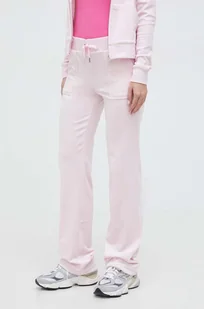 Juicy Couture spodnie dresowe welurowe kolor różowy gładkie - Spodnie damskie - miniaturka - grafika 1
