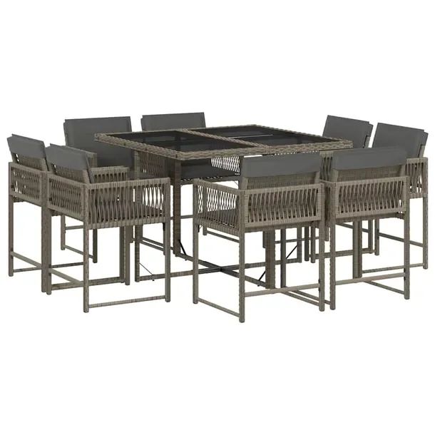 Zestaw mebli ogrodowych rattan PE szary, stół 110 x 106 x 73 cm, krzesła