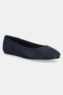 Baleriny - Tommy Hilfiger baleriny zamszowe TH HARDWARE SUEDE BALLERINA kolor granatowy FW0FW08655 - miniaturka - grafika 1