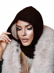 KOMINIARKA DAMSKA CZAPKA KAPTUR Dziana Wełna WOOLK - Czapki damskie - miniaturka - grafika 1