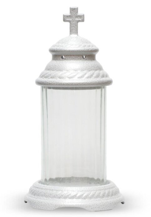 Znicz lampion ceramiczny biały okrągły 40cm