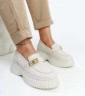 Półbuty damskie - Jasnobeżowe skórzane półbuty Karino - KARINO - miniaturka - grafika 1