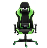 Fotele gamingowe - Fotel Gamingowy z Tkaniny PlayMaker czarno-zielony z pełną regulacją - miniaturka - grafika 1