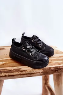 Dziecięce Skórzane Trampki BIG STAR KK374059 Czarne-19 - Moda i Uroda OUTLET - miniaturka - grafika 1