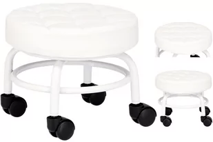 Taboret kosmetyczny fryzjerski do pedicure okrągły hoker do salonu biały - Krzesła i taborety kosmetyczne - miniaturka - grafika 1