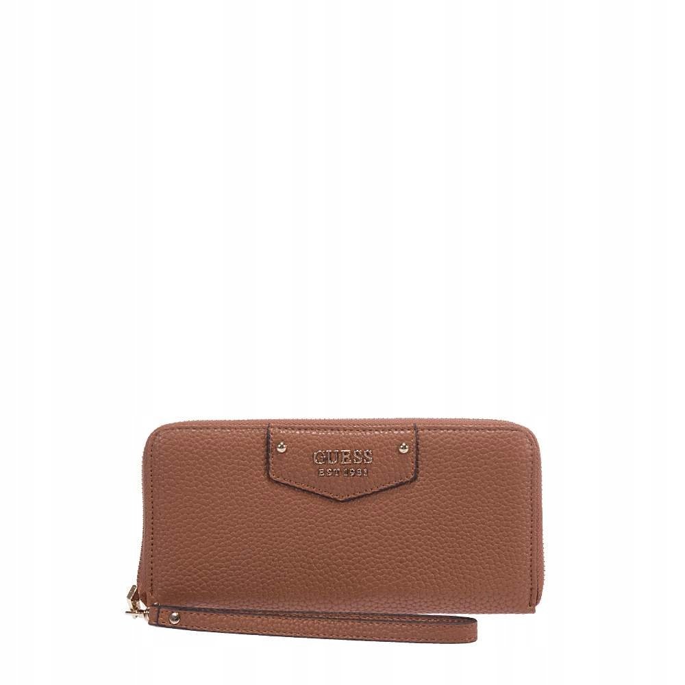 GUESS BRĄZOWY PORTFEL DAMSKI ZE ZŁOTYM LOGO POZIOMY 20x10x3cm 1GŁA