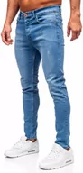 Spodnie męskie - Niebieskie spodnie jeansowe męskie slim fit Denley 6177 - miniaturka - grafika 1