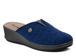 Kapcie damskie pantofle domowe zakryte granatowe na koturnie Inblu GI-24-41 - Kapcie damskie - miniaturka - grafika 1