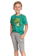 Piżamy chłopięce - Piżama chłopięca Alan ciemnozielona z dinozaurem 104 - miniaturka - grafika 1