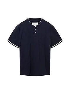 Koszulki męskie - TOM TAILOR Męska koszulka polo piqué ze stójką, 10668 - Sky Captain Blue, 3XL - grafika 1