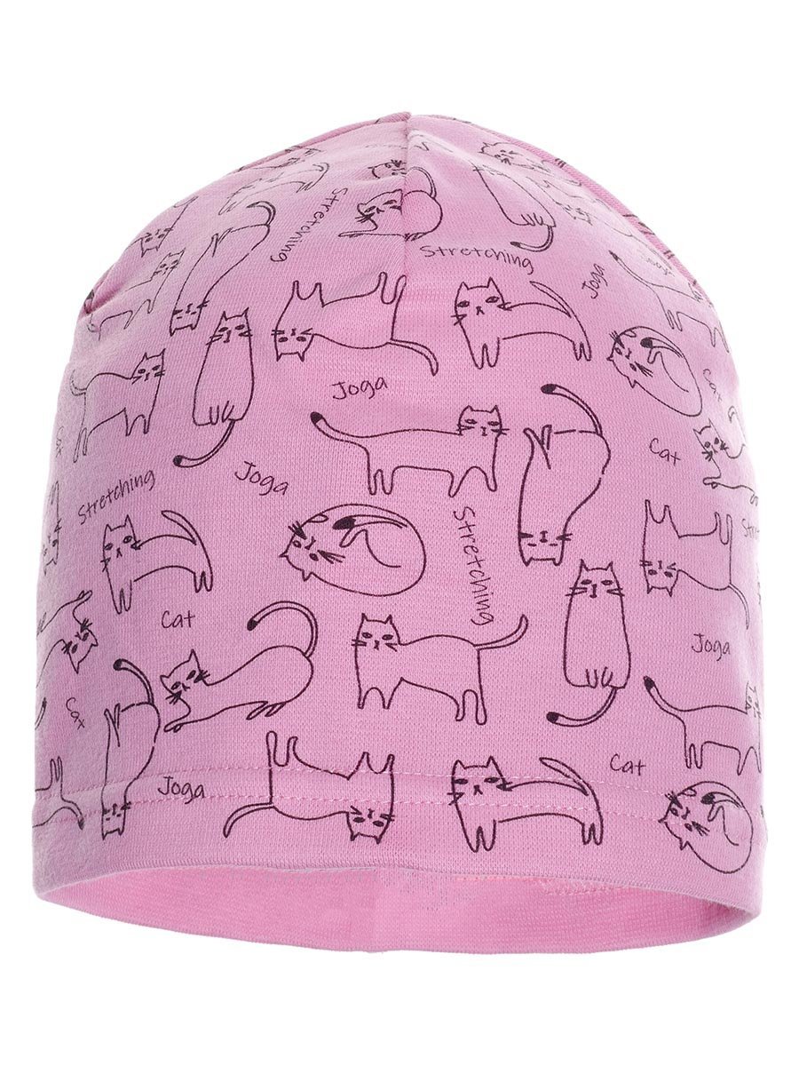 Dziewczęca czapka dzianinowa koty jasnoróżowa Ambra r.46/48