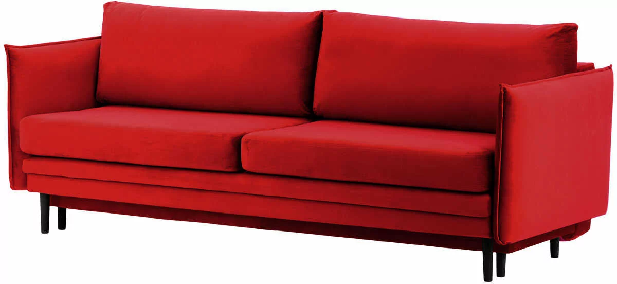 Edomator.pl Stylowa sofa rozkładana z pojemnikiem na pościel - czerwony