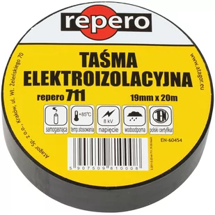 Taśma elektroizolacyjna Repero 711 19mm/20m czarna - Taśmy izolacyjne i naprawcze - miniaturka - grafika 1