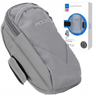 Rock saszetka opaska sportowa do biegania na rami armband Szara - Etui i futerały do telefonów - miniaturka - grafika 1