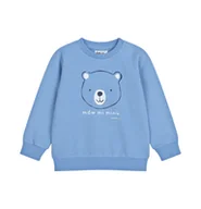 Bluzy i sweterki niemowlęce - Bluza dla dziecka do 2 lat, z misiem i napisem mów mi misiu, niebieska - miniaturka - grafika 1