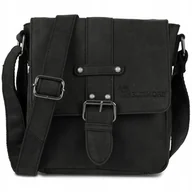 Torby męskie - Torba Saszetka Męska Skórzana Na Ramię Elegancka Raportówka Pojemna Czarna - miniaturka - grafika 1