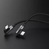 Kable - Ugreen kątowy kabel przewód z bocznym wtykiem USB Typ C - USB Typ C Power Delivery Quick Charge FCP 3 A 1 m szary (70529 US323) - miniaturka - grafika 1