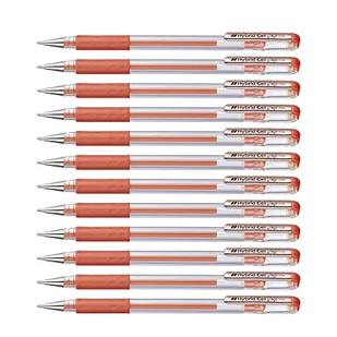 Pentel - Długopis żelowy z okrągłym uchwytem 0,6 mm, czarna linia 0,3 mm, brązowy kolor 12 sztuk - Długopisy - miniaturka - grafika 1