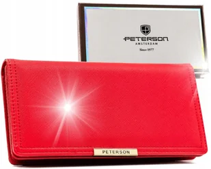 Peterson portfel skóra ekologiczna czerwony PTN 005-SAF-9710 RED - kobieta - Portfele - miniaturka - grafika 1