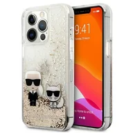 Etui i futerały do telefonów - Karl Lagerfeld Liquid Glitter Karl & Choupette - Etui iPhone 13 Pro Max (złoty) KLHCP13XGKCD - miniaturka - grafika 1