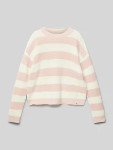 Sweter z dzianiny o kroju oversized z prążkowanym, okrągłym dekoltem - Swetry dla dziewczynek - miniaturka - grafika 1