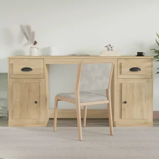 vidaXL Biurko z szafkami, dąb sonoma, materiał drewnopochodny - Biurka - miniaturka - grafika 1