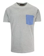 Koszulki męskie - T-shirt Męski, z Kieszonką, Szary, Krótki Rękaw, U-neck, BAWEŁNA, Męski -KINGS - Kings - miniaturka - grafika 1