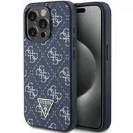 Etui i futerały do telefonów - Guess GUHCP15XPG4GPB etui obudowa pokrowiec do iPhone 15 Pro Max 6.7" niebieski/blue hardcase 4G Triangle Metal Logo - miniaturka - grafika 1