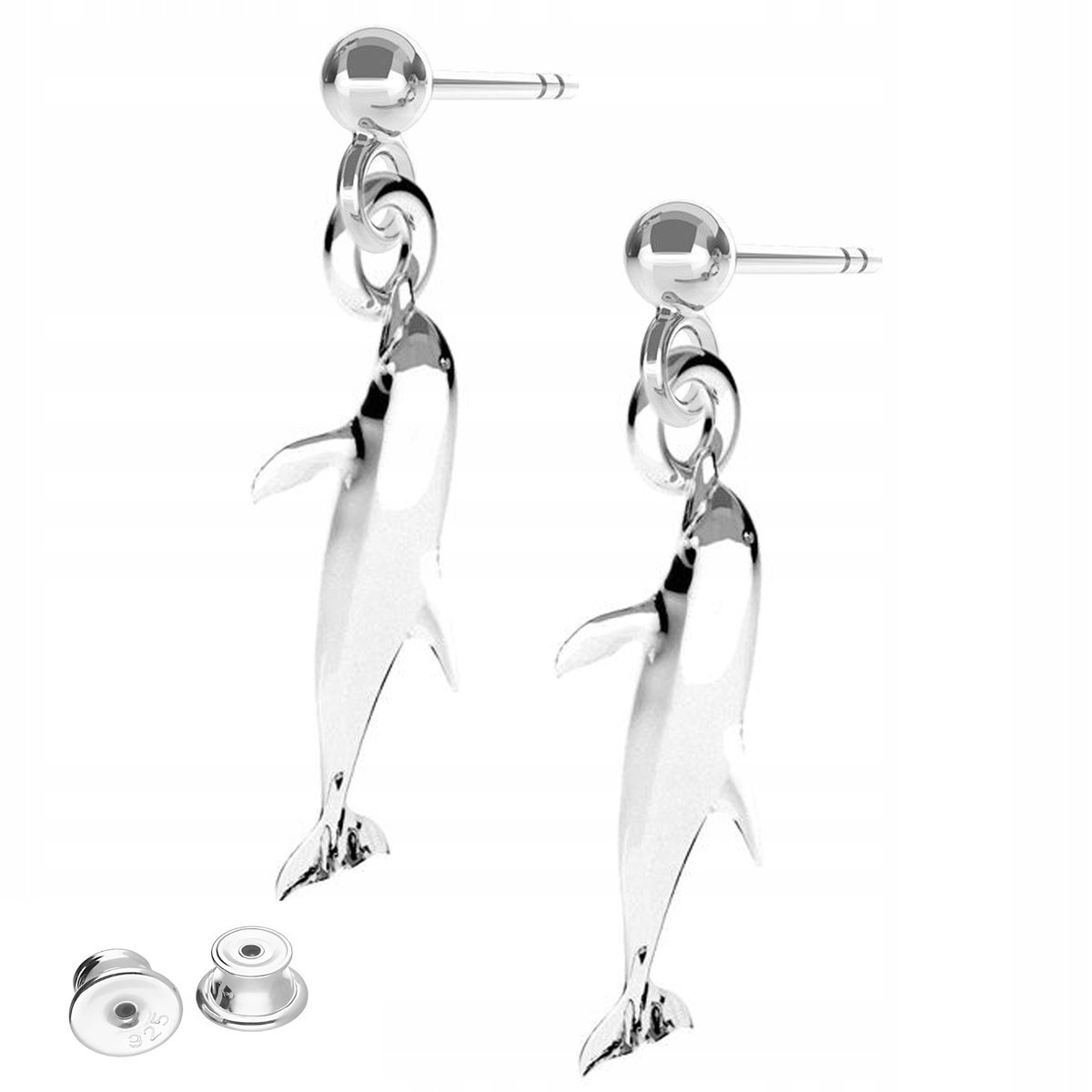 Kolczyki Srebrne Delfin Zwierzę Delfiny Zwierzęta Ryby Rybki SREBRO 925