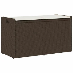 vidaXL Ławka ogrodowa z poduszką brązowa 100 cm polirattan - Ławki ogrodowe - miniaturka - grafika 1