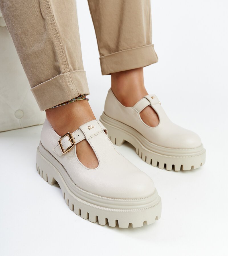 Beżowe skórzane półbuty Karino-36