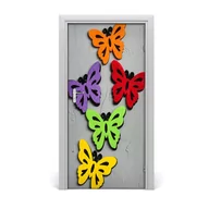 Naklejki na ścianę - Naklejka samoprzylepna na drzwi Kolorowe motyle, Tulup - miniaturka - grafika 1
