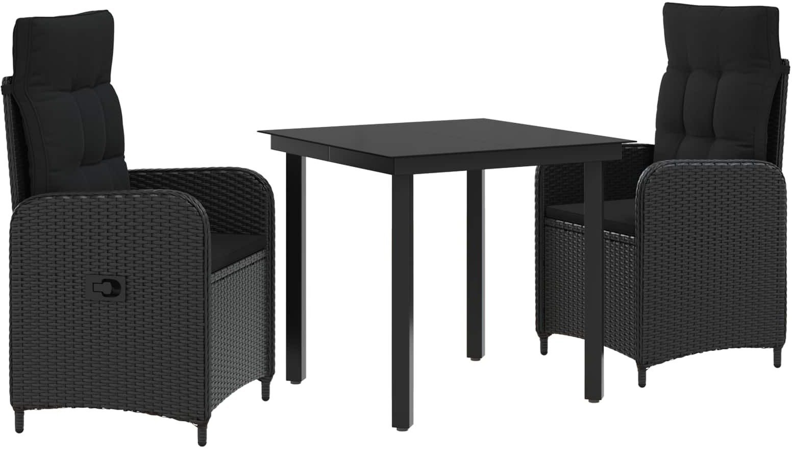 vidaXL Zestaw stolików kawowych z poduszką z poduszką 3 pcs Czarny 3422472