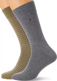 Tommy Hilfiger Męskie małe skarpetki w paski klasyczne, Oliwkowy/szary melanż, 40-42 EU - Skarpetki męskie - miniaturka - grafika 1