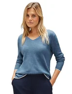 Swetry damskie - Street One Damski sweter z dzianiny, Satynowy niebieski melanż, 36 - miniaturka - grafika 1