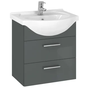 Szafka Łazienkowa Pod Umywalkę Z Umywalką Wisząca Antracyt Połysk 50 cm - Szafki łazienkowe - miniaturka - grafika 1