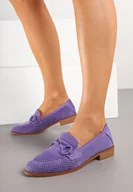 Mokasyny damskie - Fioletowe Ażurowe Mokasyny Vices ze Skórzaną Wkładką Felastra - miniaturka - grafika 1