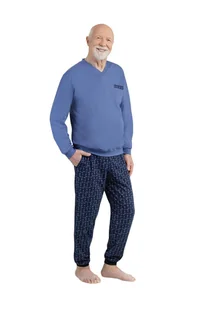 PIŻAMA MĘSKA 2XL DŁUGI RĘKAW DŁUGIE SPODNIE BAWEŁNIANA NIEBIESKA ELEGANCKA - Piżamy damskie PIŻAMA MĘSKA 2XL DŁUGI RĘKAW DŁUGIE SPODNIE BAWEŁNIANA NIEBIESKA ELEGANCKA - Piżamy damskie - miniaturka - grafika 1