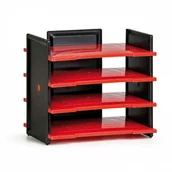 Półki na dokumenty - B2B Partner Plastikowy organizer na dokumenty A4, czarny/czerwony 2500-1-4 - miniaturka - grafika 1