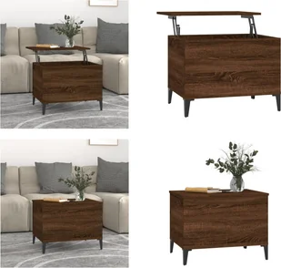 vidaXL Stolik kawowy brązowy dąb 60x44,5x45 cm materiał drewnopochodny - Stolik kawowy - Stoliki kawowe - Stolik boczny - Stolik sofowy - Ławy i stoliki kawowe - miniaturka - grafika 1